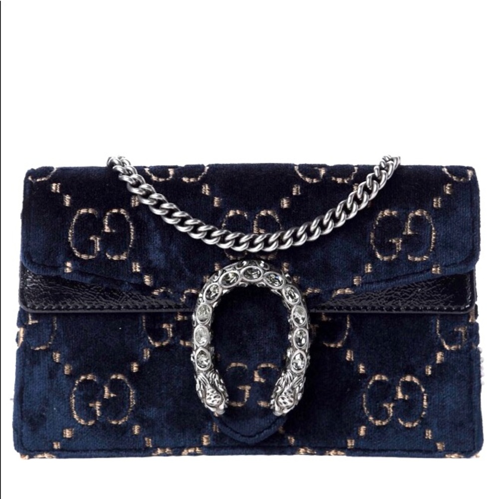 Monogram Velvet Super Mini Dionysus Bag Blue